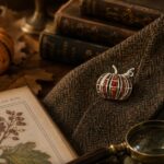 Sterling Silver Pumpkin Brooch with Brown Crushed Opal Resin