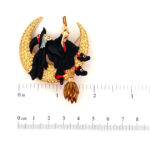 Witch On Broom Pin Brooch With Enamel And Sparkling Czech Crystals | Gold Plated 30 JB157 gallery image