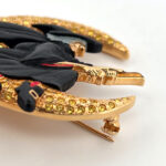 Witch On Broom Pin Brooch With Enamel And Sparkling Czech Crystals | Gold Plated 32 JB157 gallery image