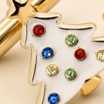 Gold Plated Christmas Tree Cufflinks with Czech Crystals 18 JCU26 gallery image