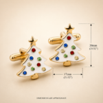 Gold Plated Christmas Tree Cufflinks with Czech Crystals 20 JCU26 gallery image