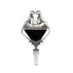 Art Deco Style 925 Sterling Silver Panther Brooch with Onyx