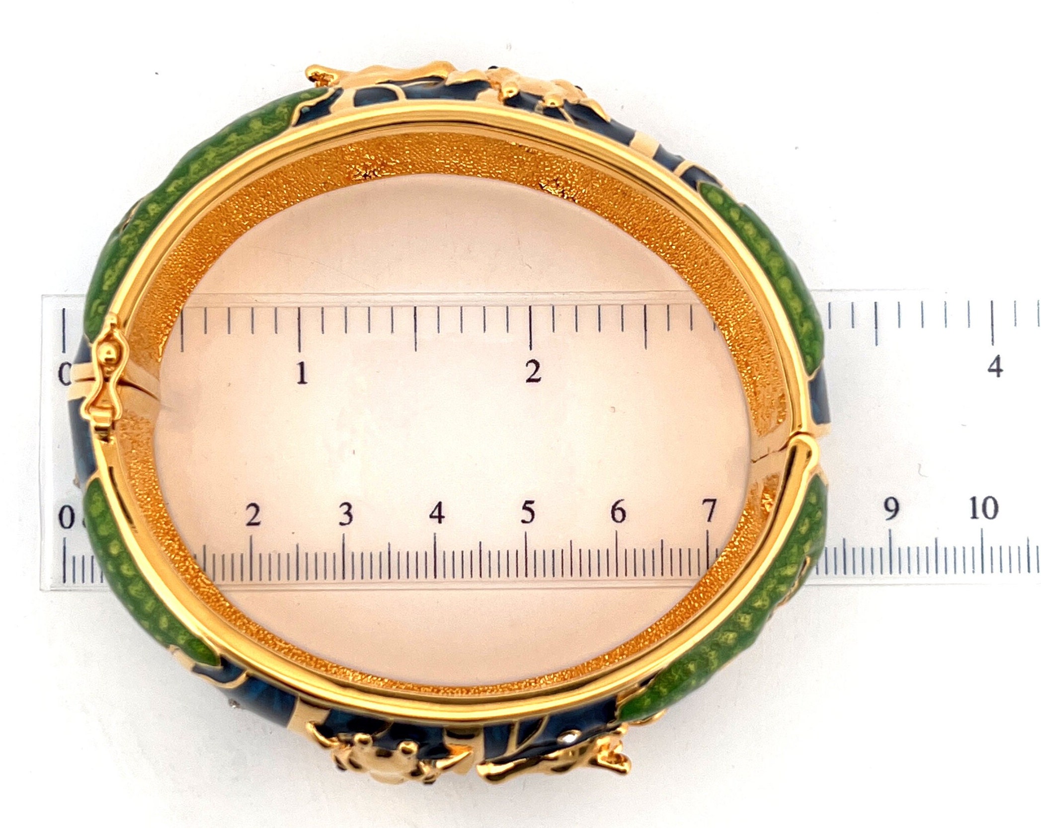 Gold-Plated Giraffe Cuff Bangle with Enamel and Czech Crystals