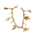 Gold-Plated Musical Charm Bracelet with Czech Crystals