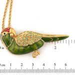 Green Cheeked Parakeet Brooch Pendant with Czech Crystals