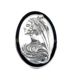 Art Nouveau Style Lady’s Head 925 Sterling Silver Brooch