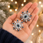 Rhodium Plated Snowflake Earrings with Czech Crystals 29 ZJEA79 gallery image