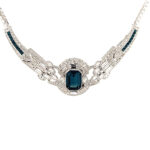 Art Deco Sapphire Blue Czech Crystal Snake Chain Choker 52 ADC27 gallery image