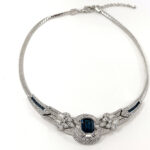 Art Deco Sapphire Blue Czech Crystal Snake Chain Choker 62 ADC27 gallery image
