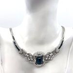 Art Deco Sapphire Blue Czech Crystal Snake Chain Choker 60 ADC27 gallery image